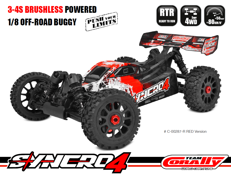 Team Corally SYNCRO-4 RTR Red Brushless Power 3-4S No Battery No Charger