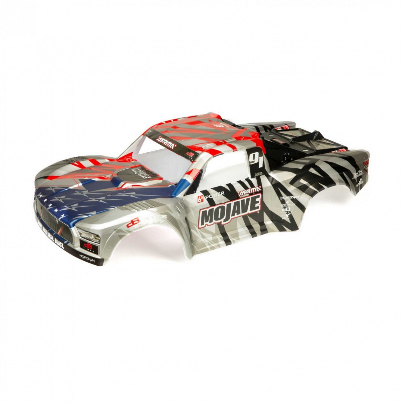Arrma 6S Finished Body, Silver/Red, Mojave