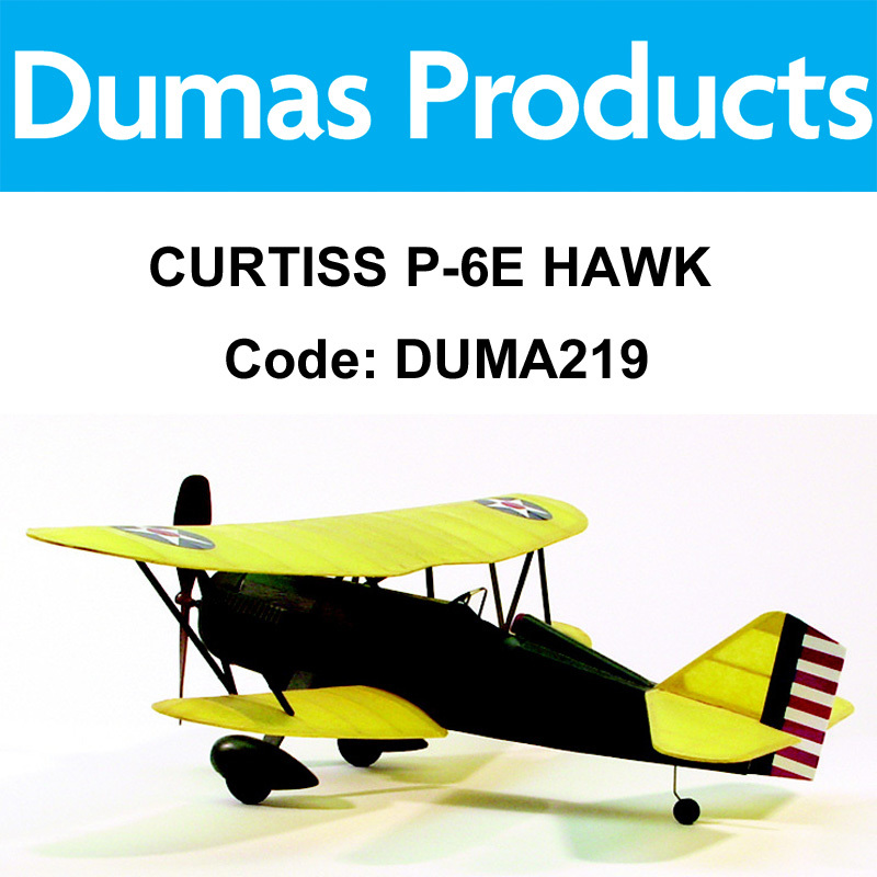 DUMAS 219 CURTISS P-6E HAWK WALNUT SCALE 17.5 INCH WINGSPAN RUBB