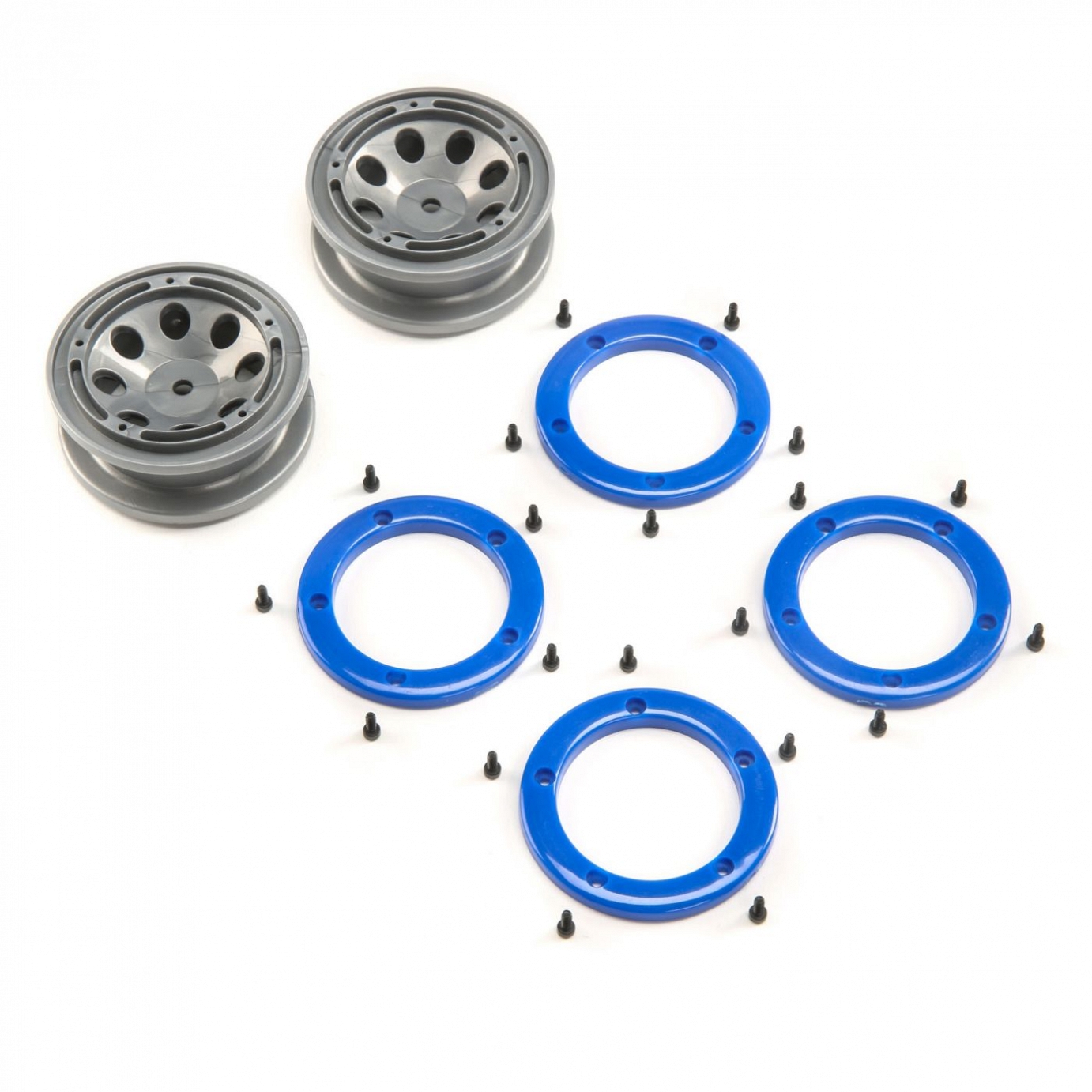ECX FR/RR Wheel with Beadlock, Gray/Blue, Temper G2