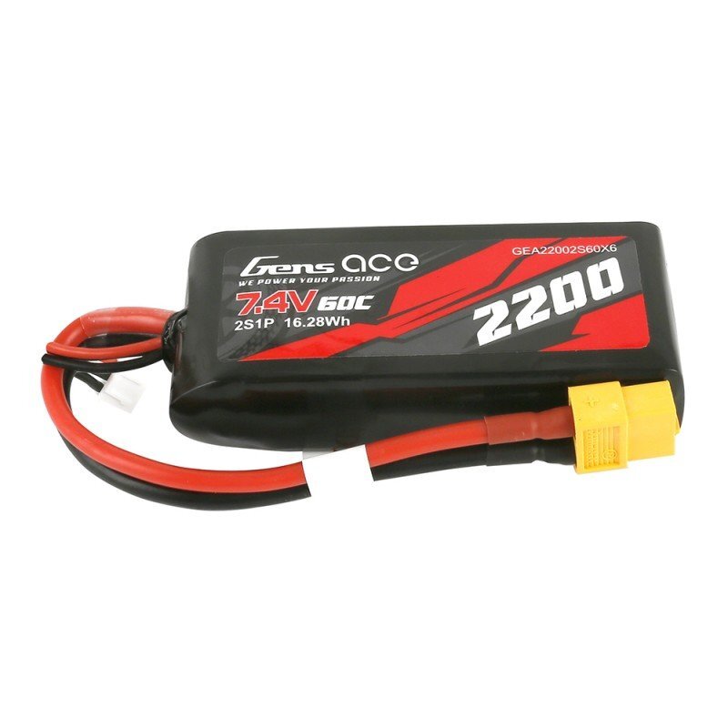 2200mAh 7.4V 60C Gens Ace 2S  Soft Case LiPo Battery (XT60)