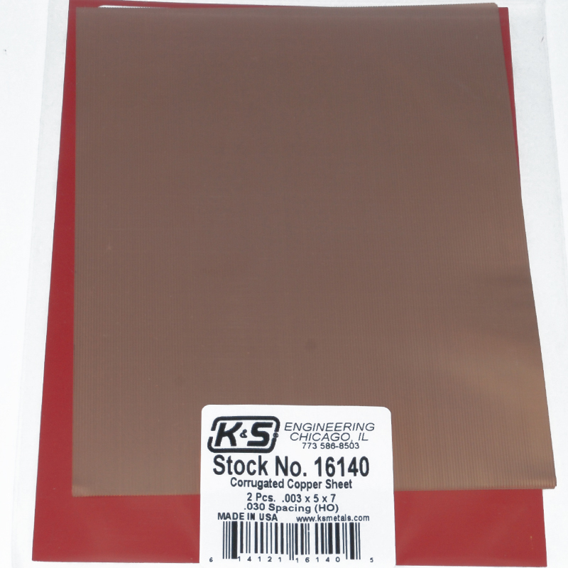 KS16140 CORRUGATED SHEETS .003 COPPER 5IN X 7IN (2)
