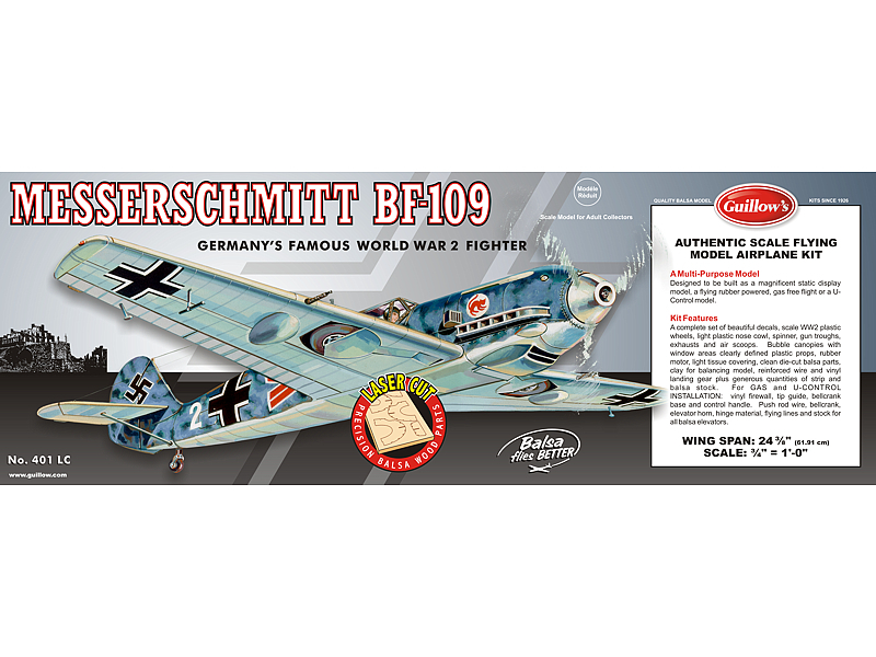Guillow's Messerschmitt - Laser Cut Balsa Plane Model Kit