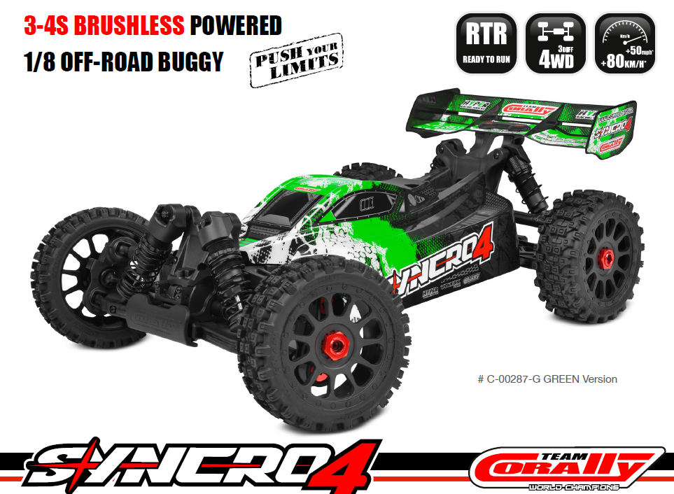 Team Corally SYNCRO-4 RTR Green Brushless Power 3- 4S No Battery No Charger