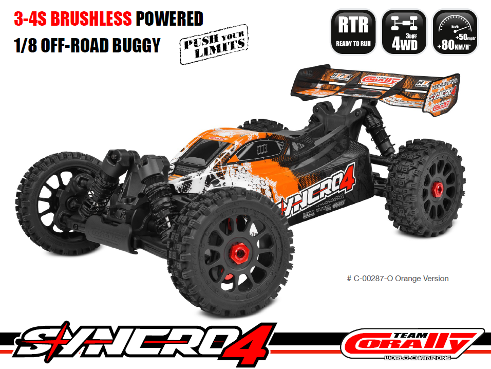 Team Corally SYNCRO-4 RTR Orange Brushless Power 3- 4S No Battery No Charger