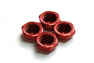 M12 x 1.0 Serrated Cap Nut Red (4pcs)-Alumina material