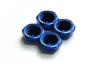 M12 x 1.25 Blue Serrated Cap Nut (4pcs)-Alumina material
