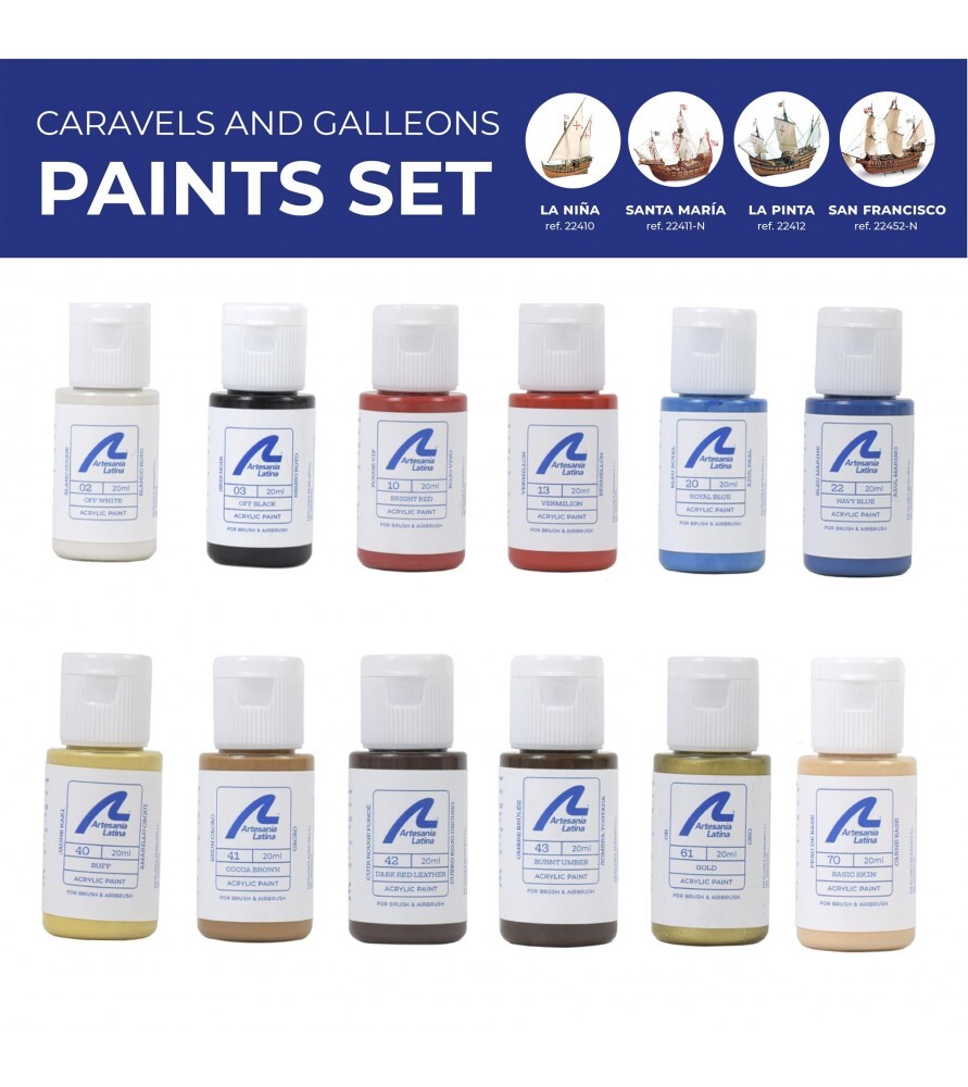 Artesania Paint Set for Ship Models #22410, 22411, 22412 & 22452