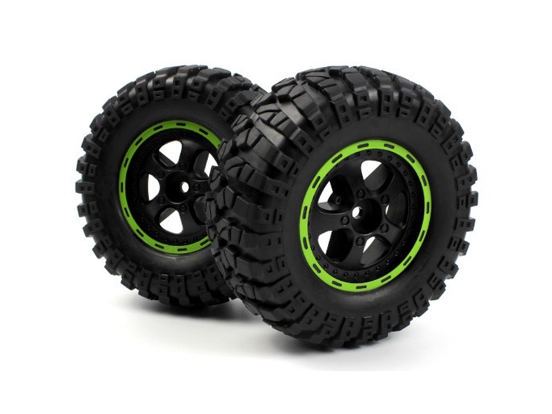 Blackzon Smyter Desert Wheels/Tires Assembled (Black/Green)