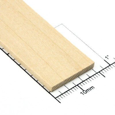 Basswood Strips 610mm x 2.4mm x 19.1mm Bud Nosen Timber 3/32" 3/4" x 24"