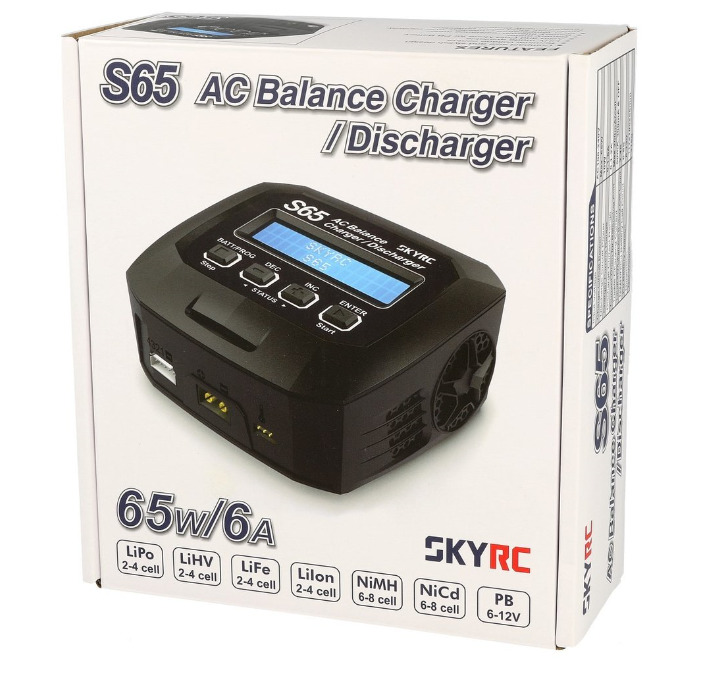 SkyRc S65 AC Balance Charger / Discharger 65W 6AMP Multi Chemist