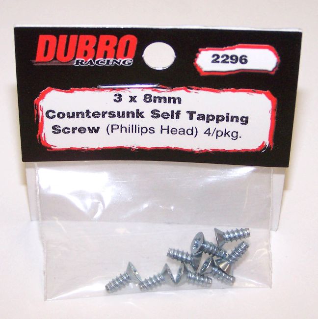 M3.0MM X 8 DUBRO 2296 PHILLIPS-HEAD COUNTERSUNK SELF-TAPPING SCR