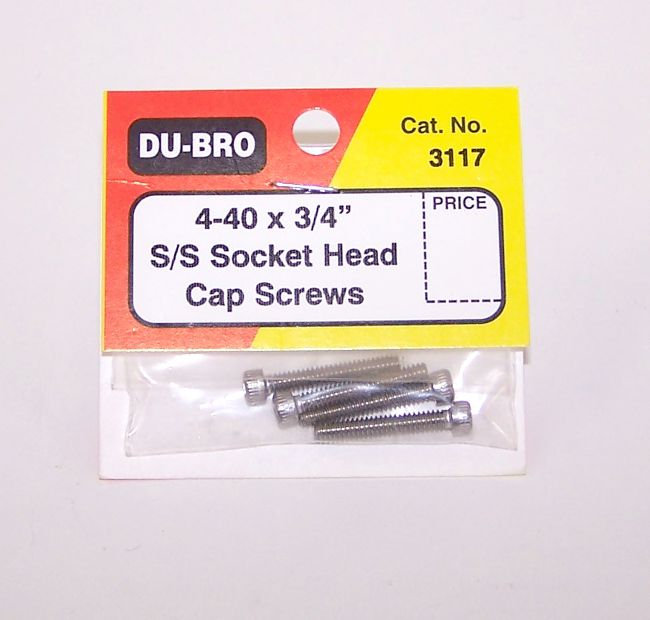 DUBRO 3117 SS 4-40 X 3/4in SCKT HD CAP SCWS (4 PCS PER PACK)