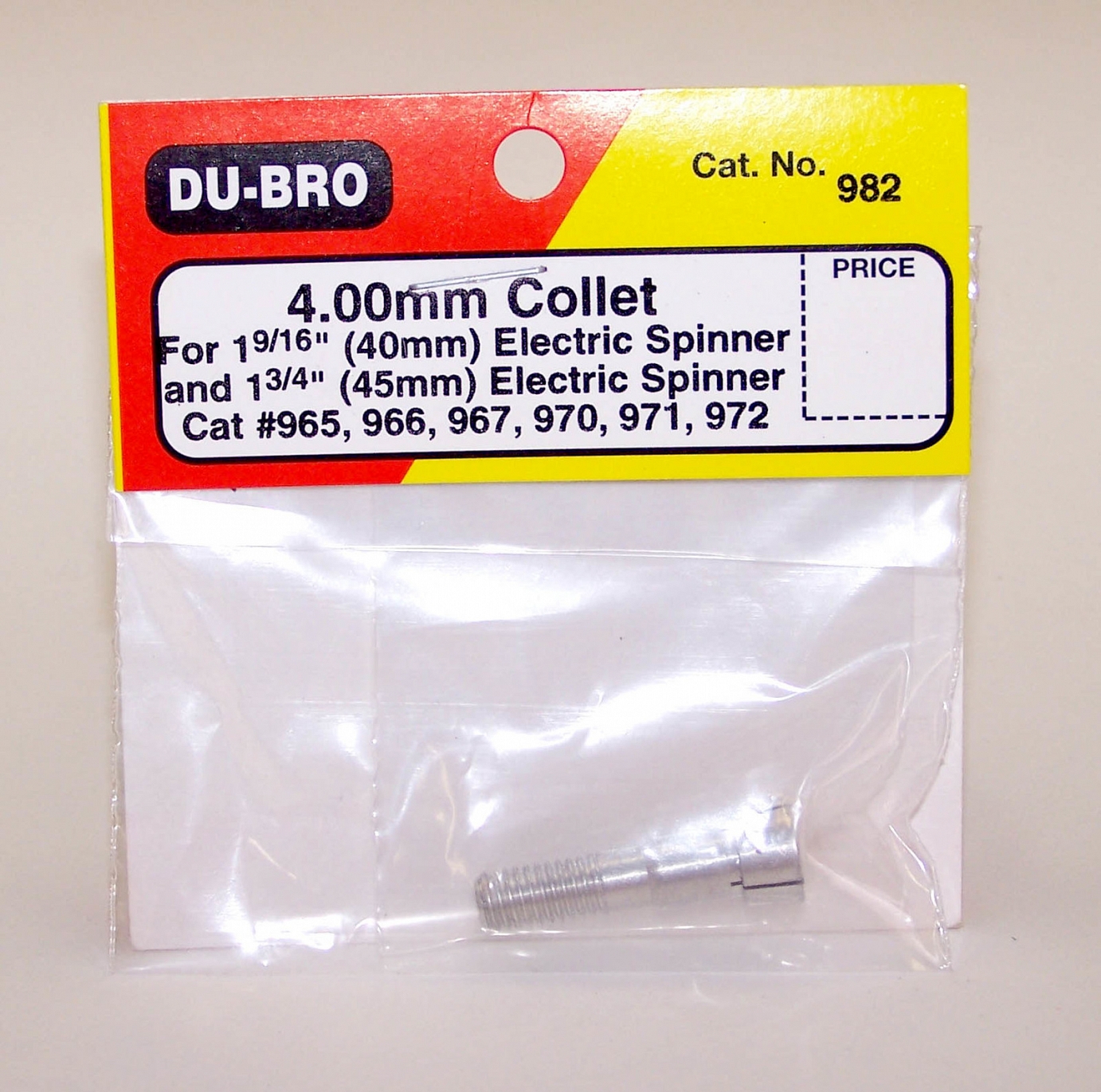 ###DUBRO 982 4.00MM COLLET FOR 1 9/16in & 1 3/4in ELEC SPINNER (