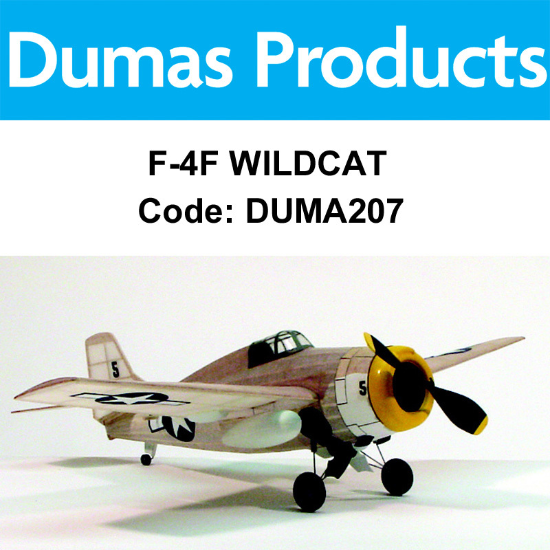 DUMAS 207 F-4F WILDCAT WALNUT SCALE 17.5 INCH WINGSPAN RUBBER PO