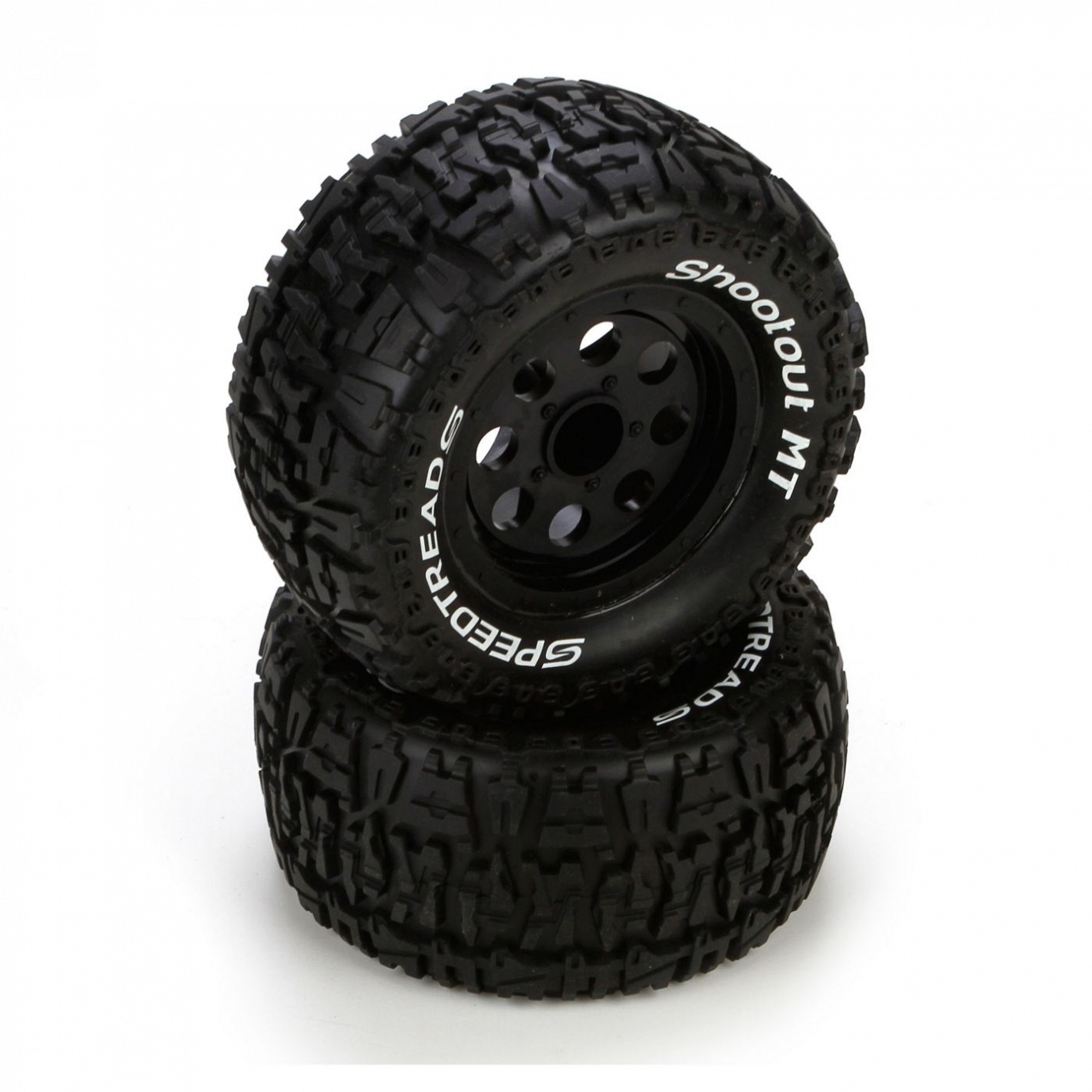 ECX Ruckus Tire, Premount, Front/Rear, Black Wheel (2)
