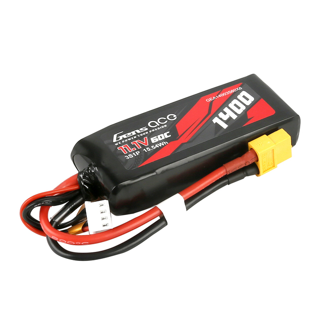 1400mAh 11.1V Gens Ace 3S  60C Soft Case LiPo Battery (XT60)