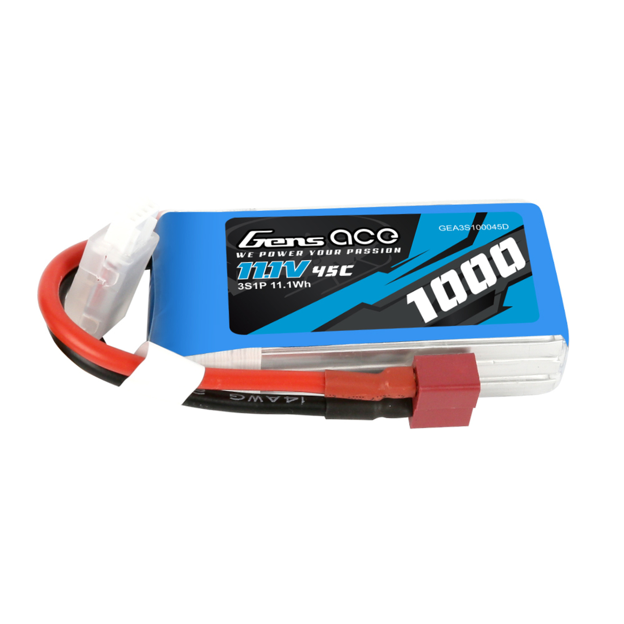 1000mAh Gens Ace 3S 11.1V 45C Soft Case LiPo Battery (Deans)