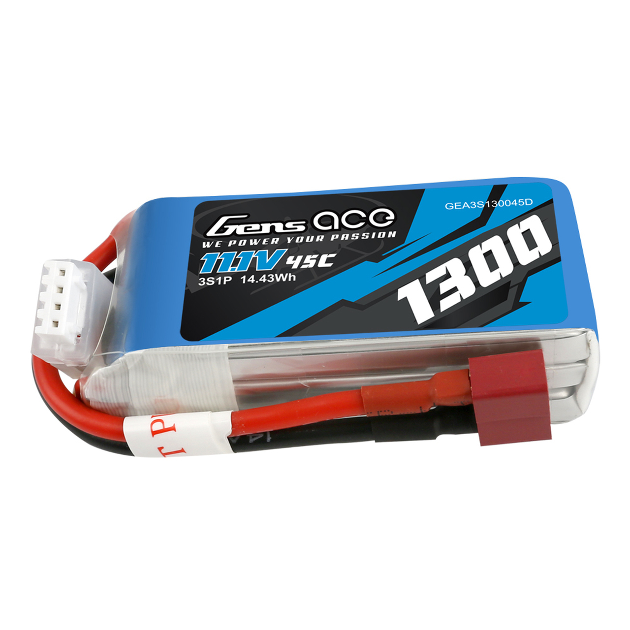 1300mAh Gens Ace 3S 11.1V 45C Soft Case LiPo Battery (Deans)
