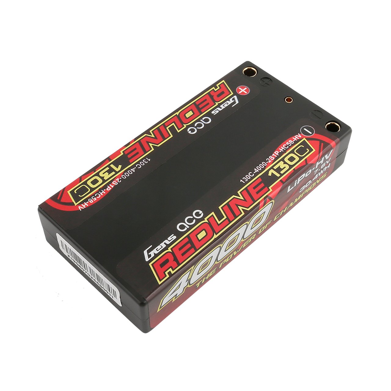 4000mAh Gens Ace 2S Redline 7.6V 130C Hardcase/4mm bullet HV LiPo Battery (4.0mm