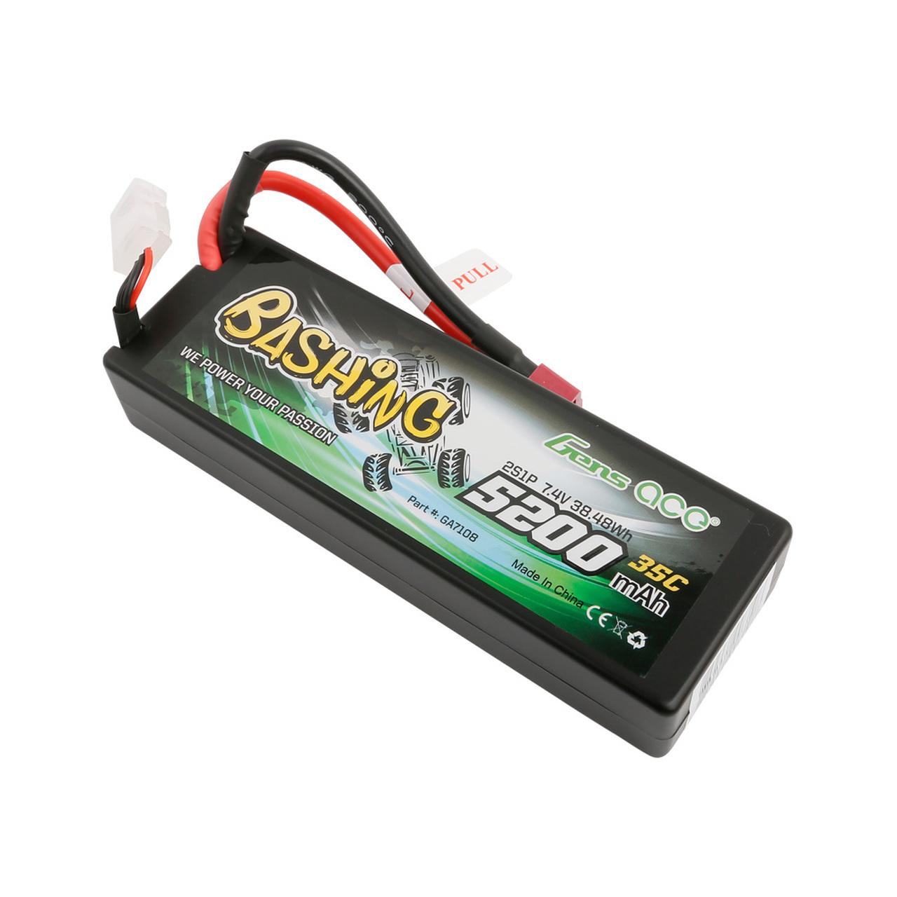 5200mAh Gens Ace 2S Bashing 7.4V 35C Hardcase/Hardwired LiPo Battery (Deans)