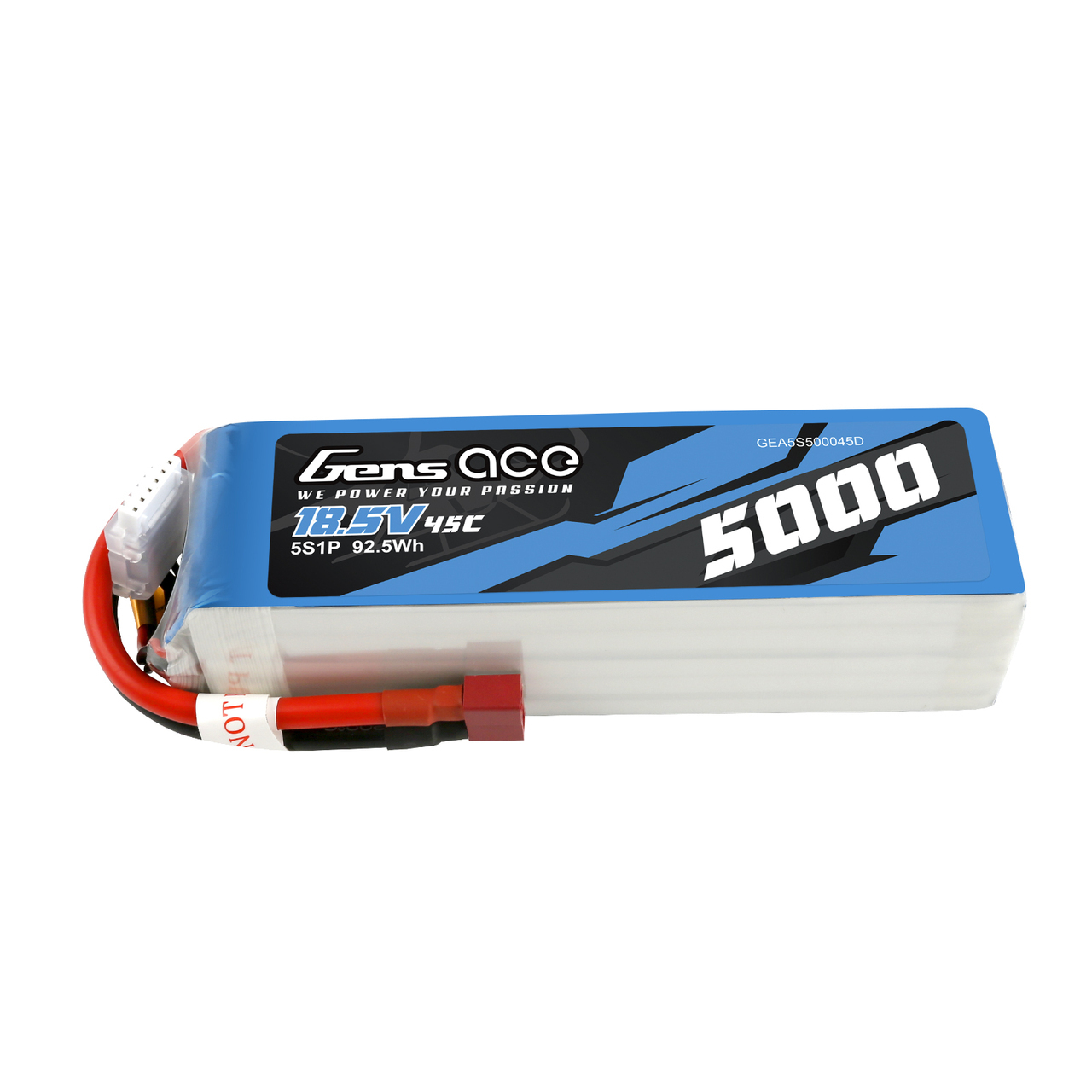5000mAh Gens Ace 5S 18.5V 45C Soft Case LiPo Battery (Deans)