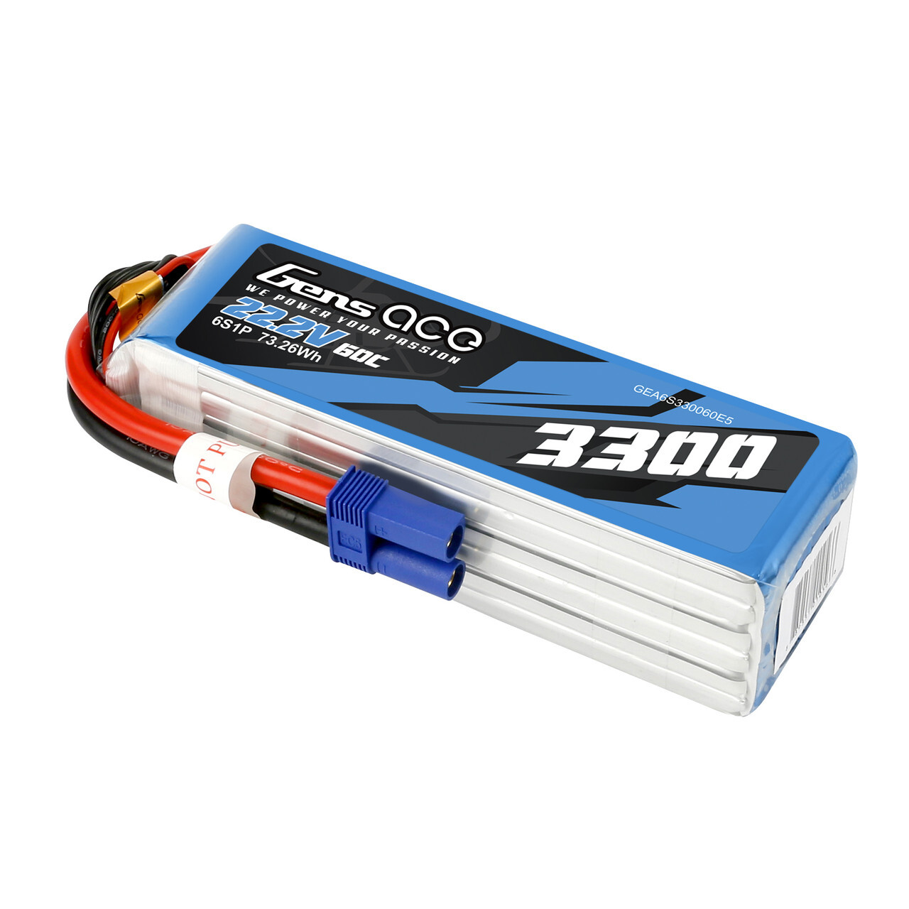3300mAh Gens Ace 6S 22.2V 60C Soft Case LiPo Battery (EC5)