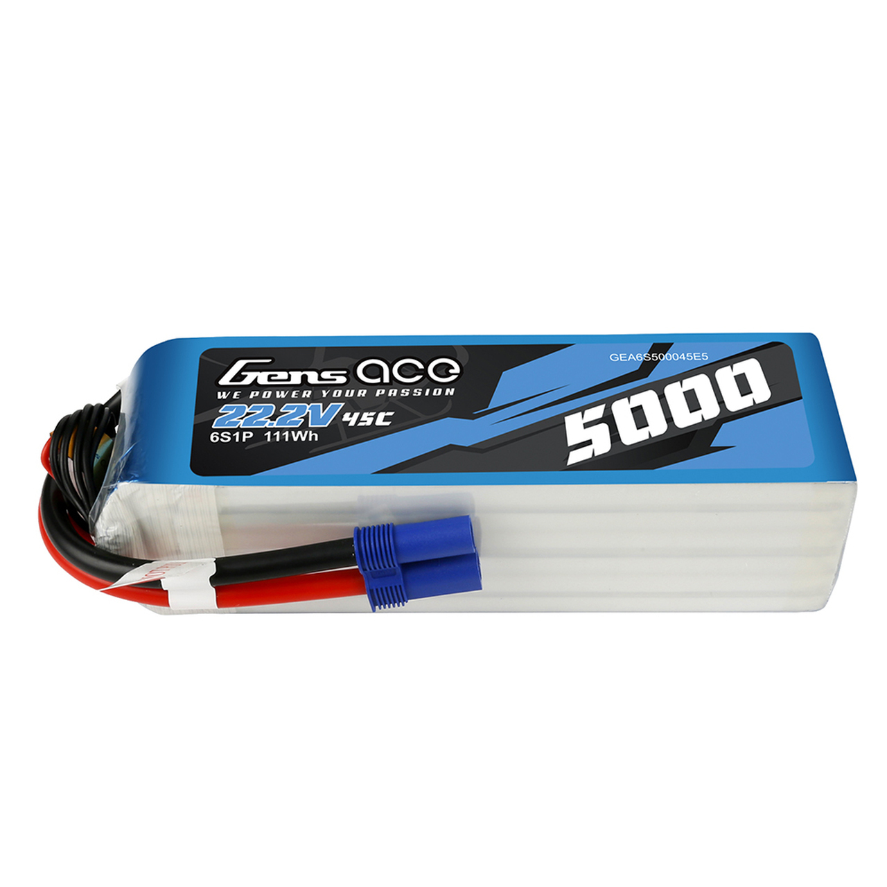 5000mAh Gens Ace 6S 22.2V 45C Soft Case LiPo Battery (EC5)