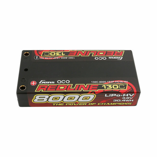 8000mAh Gens Ace 1S Redline 3.8V 130C Hardcase/4mm bullet HV LiPo Battery (4.0mm