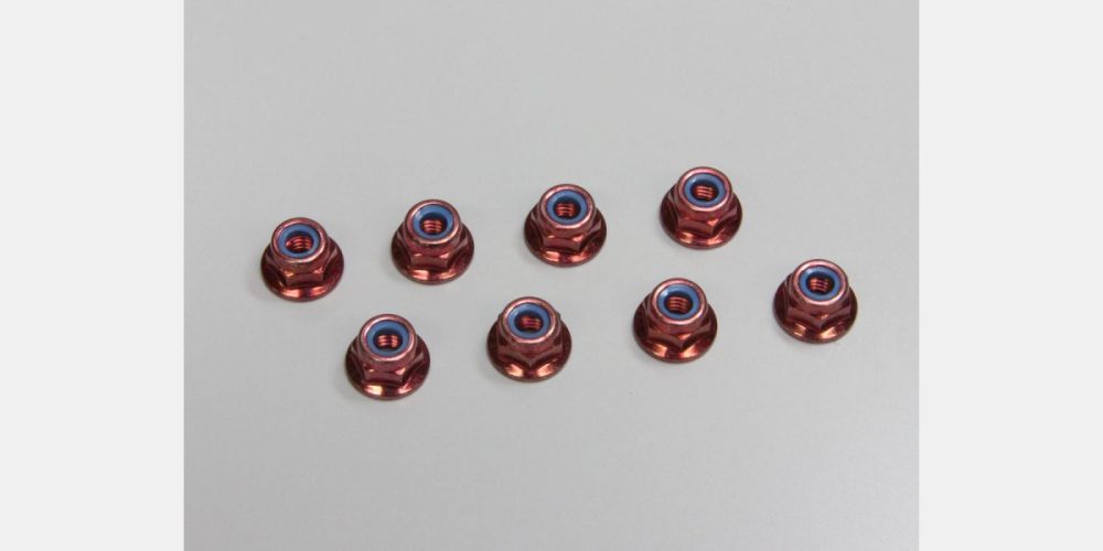 Kyosho 1-N4056FN-R Nut(M4x5.6)Flanged Nylon(Steel/Red/8pcs)
