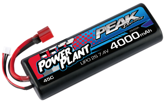 4000mah Peak Racing Power Plant Lipo  7.4 V 45C (Black case, Deans Plug) 2S/2CEL