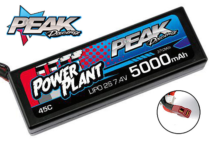 5000mah Peak Racing Power Plant Lipo 7.4 V 45C (Black case, Deans Plug) 2S/2CELL