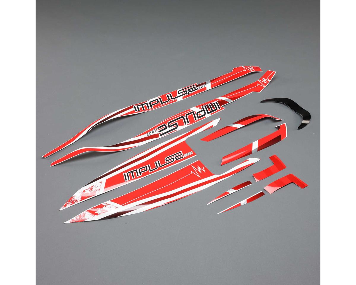 Pro Boat White and Red Decal Set, Impulse 32