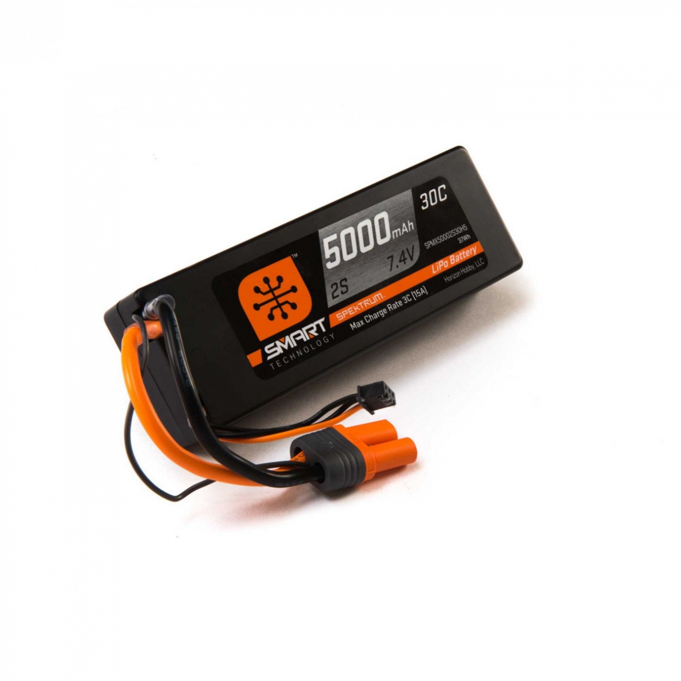 5000mah 2S Spektrum 7.4V Smart LiPo Battery 30C, Hardcase, IC5