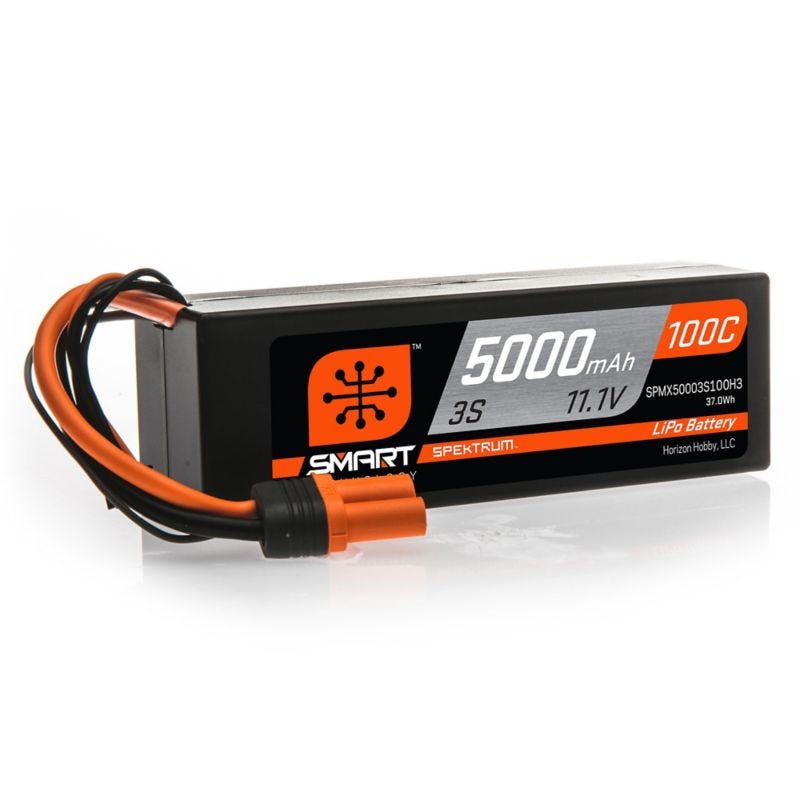 5000mah 3S Spektrum 11.1v 100C Smart Hard Case LiPo Battery with