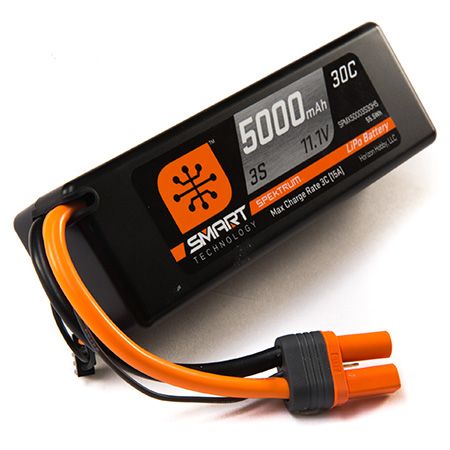 5000mah 3S Spektrum 11.1V Smart LiPo Battery 30C, Hardcase, IC5
