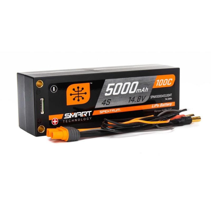 5000mah 4S Spektrum 14.8v 100C Smart Hard Case LiPo Battery with