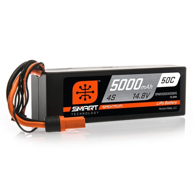 5000mah 4S Spektrum 14.8v 50C Smart Hard Case LiPo Battery with