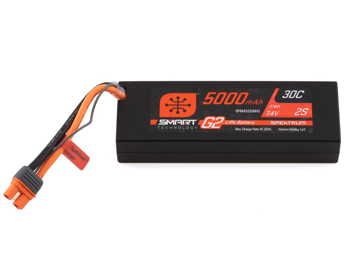 5000mAh 2S Spektrum 7.4V 30c Smart G2 Hard Case LiPo Battery wit