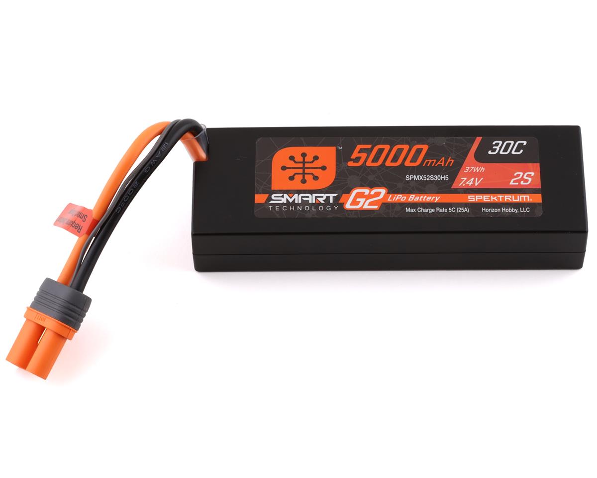 5000mAh 2S Spektrum 7.4V 30c Smart G2 Hard Case LiPo Battery wit