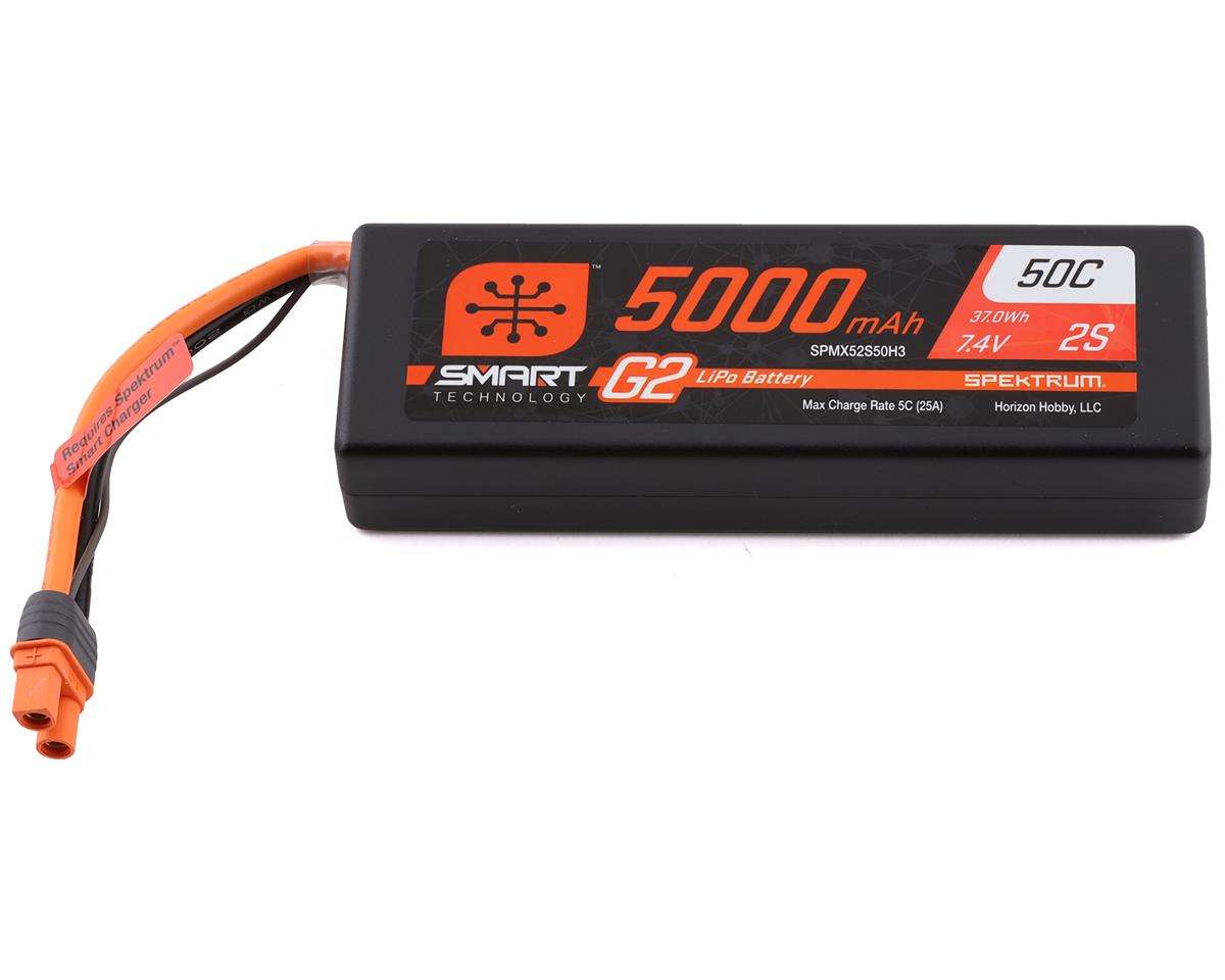 5000mAh 2S Spektrum 7.4V 50c Smart G2 Hard Case LiPo Battery wit
