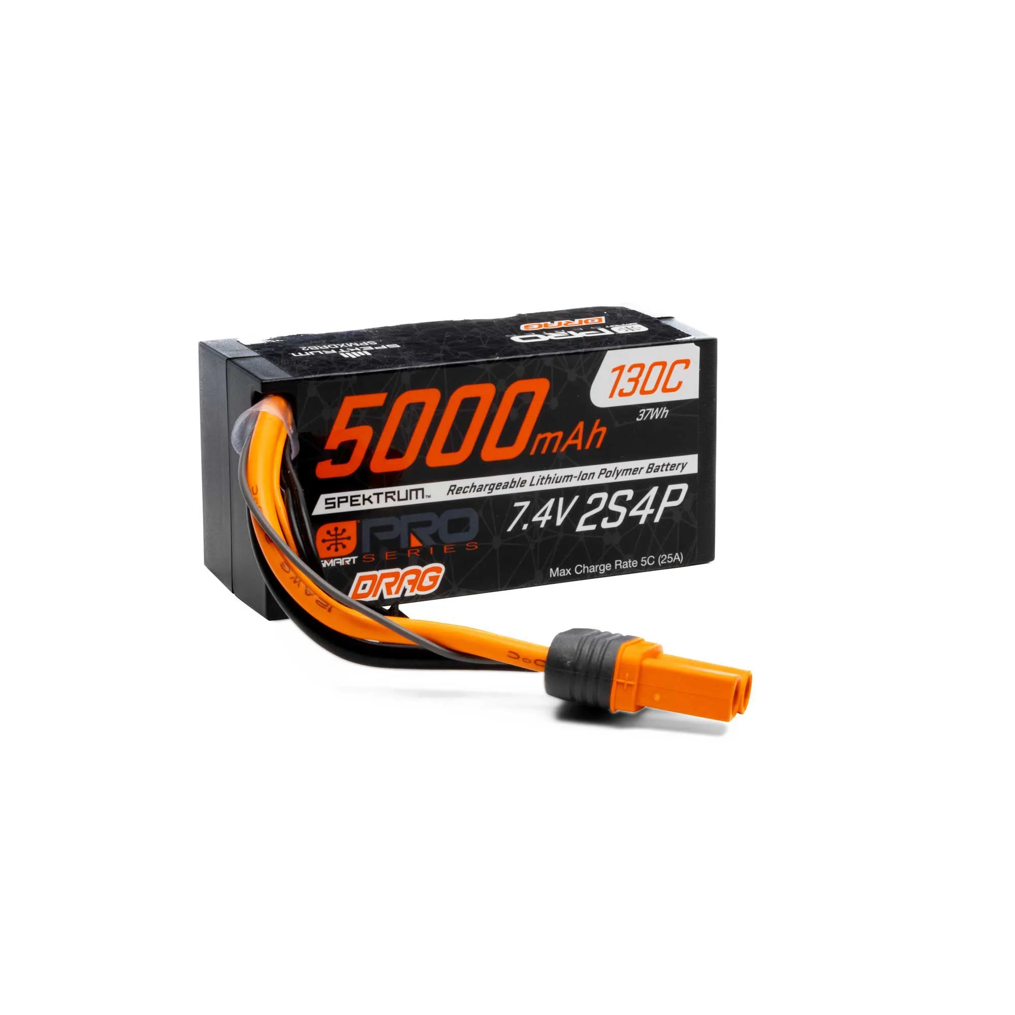 5000mAh Spektrum 2S2P 7.4V 130C Smart Pro Drag LiPo Battery with IC5 Connector