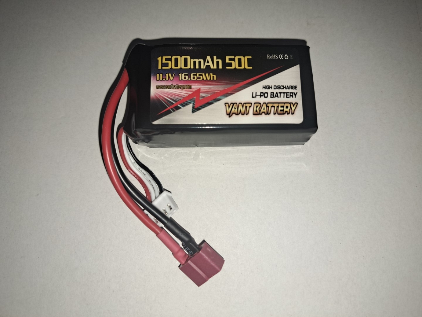 1500mAh 3S Vant 11.1v 50C LiPo Battery with Deans Connector