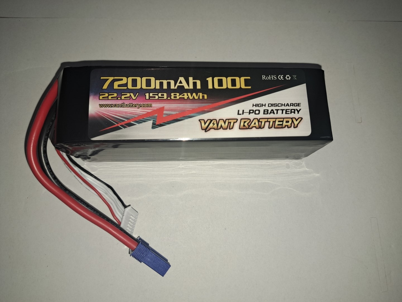 7200mAh 6S Vant 22.2v 50-100C LiPo Battery with EC5 Connector