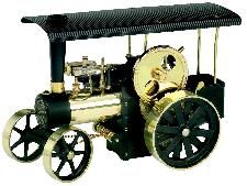 WILESCO D406 STEAM TRACTION ENGINE. BLACK AND BRASS