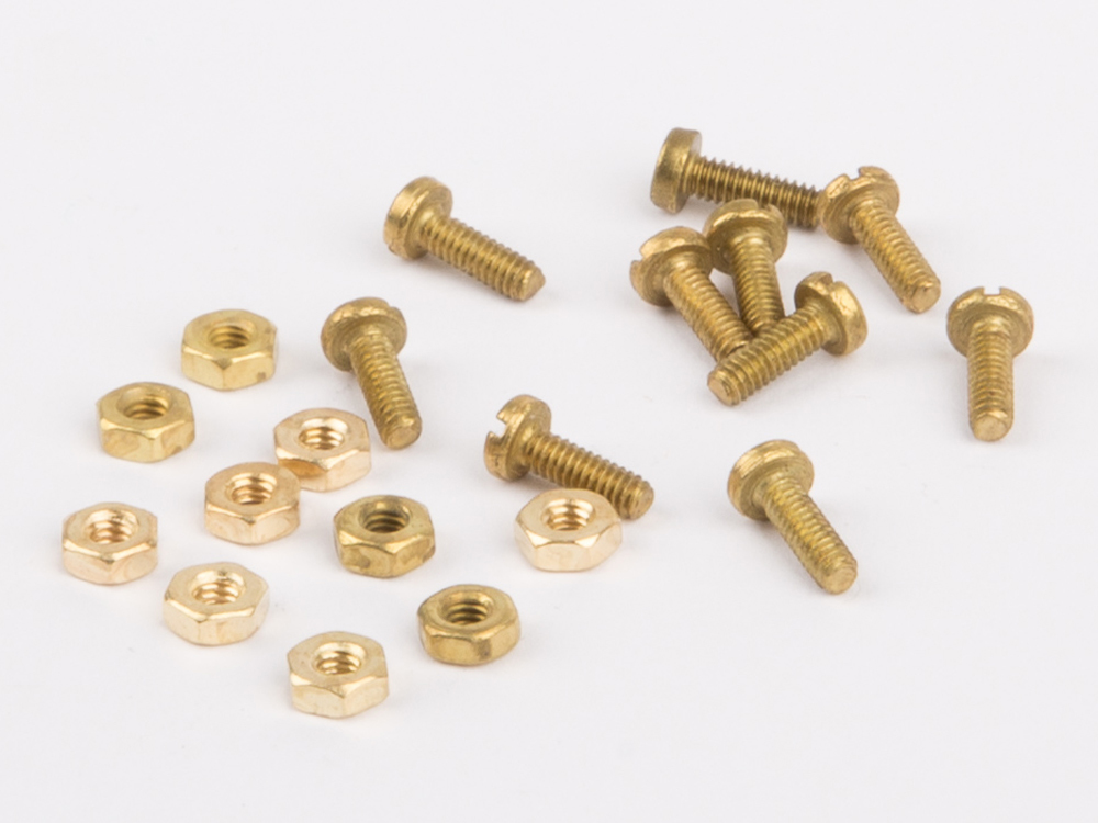 Wilesco 1543 Screws And Nuts M2. Each 10 Pc.. Brass