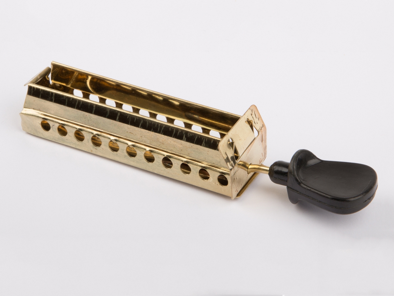 Wilesco 1578 Burner Slide. Brass. With Black Handle (D366.406.40